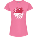 Torn Singapore Flag Singaporean Day Football Womens Petite Cut T-Shirt Azalea