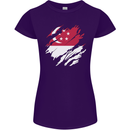 Torn Singapore Flag Singaporean Day Football Womens Petite Cut T-Shirt Purple
