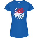 Torn Singapore Flag Singaporean Day Football Womens Petite Cut T-Shirt Royal Blue