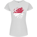 Torn Singapore Flag Singaporean Day Football Womens Petite Cut T-Shirt White