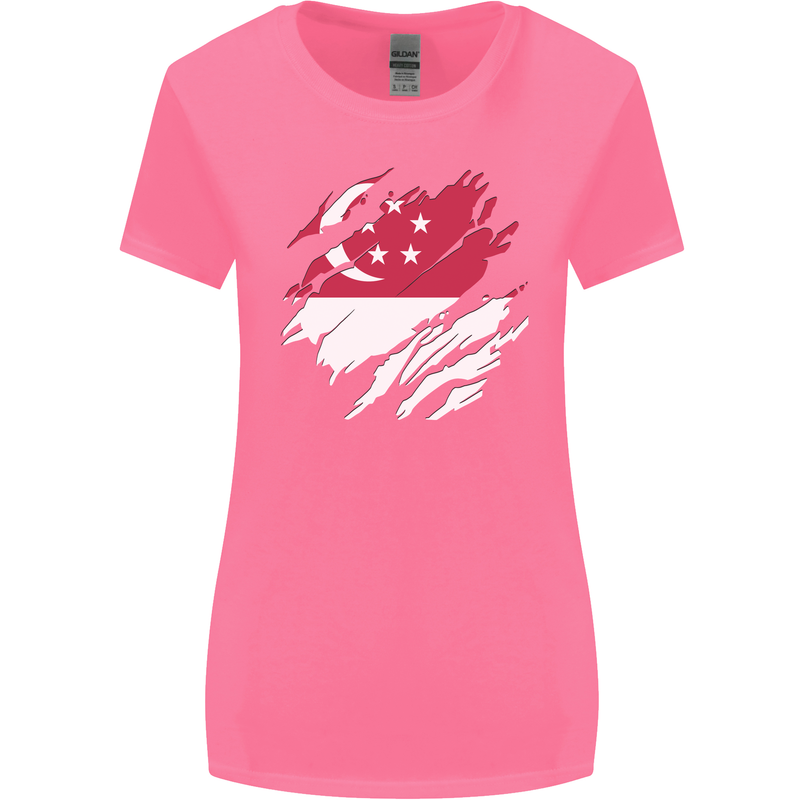 Torn Singapore Flag Singaporean Day Football Womens Wider Cut T-Shirt Azalea