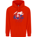 Torn Slovakia Flag Slovakia Day Football Childrens Kids Hoodie Bright Red