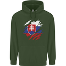 Torn Slovakia Flag Slovakia Day Football Childrens Kids Hoodie Forest Green