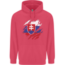 Torn Slovakia Flag Slovakia Day Football Childrens Kids Hoodie Heliconia