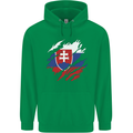 Torn Slovakia Flag Slovakia Day Football Childrens Kids Hoodie Irish Green