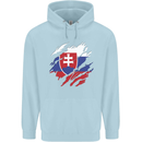 Torn Slovakia Flag Slovakia Day Football Childrens Kids Hoodie Light Blue