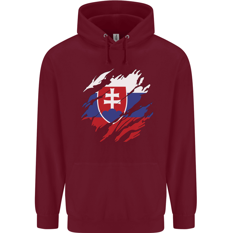 Torn Slovakia Flag Slovakia Day Football Childrens Kids Hoodie Maroon