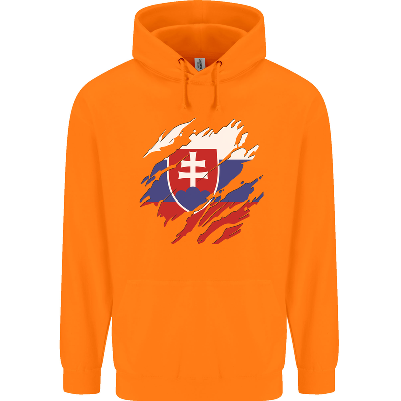 Torn Slovakia Flag Slovakia Day Football Childrens Kids Hoodie Orange
