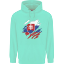 Torn Slovakia Flag Slovakia Day Football Childrens Kids Hoodie Peppermint