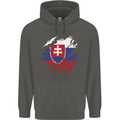 Torn Slovakia Flag Slovakia Day Football Childrens Kids Hoodie Storm Grey