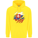 Torn Slovakia Flag Slovakia Day Football Childrens Kids Hoodie Yellow
