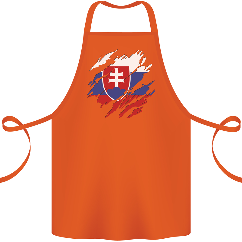 Torn Slovakia Flag Slovakia Day Football Cotton Apron 100% Organic Orange