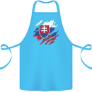 Torn Slovakia Flag Slovakia Day Football Cotton Apron 100% Organic Turquoise