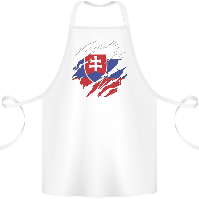 Torn Slovakia Flag Slovakia Day Football Cotton Apron 100% Organic White