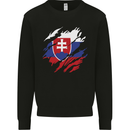 Torn Slovakia Flag Slovakia Day Football Kids Sweatshirt Jumper Black