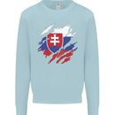 Torn Slovakia Flag Slovakia Day Football Kids Sweatshirt Jumper Light Blue