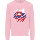 Torn Slovakia Flag Slovakia Day Football Kids Sweatshirt Jumper Light Pink