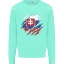 Torn Slovakia Flag Slovakia Day Football Kids Sweatshirt Jumper Peppermint