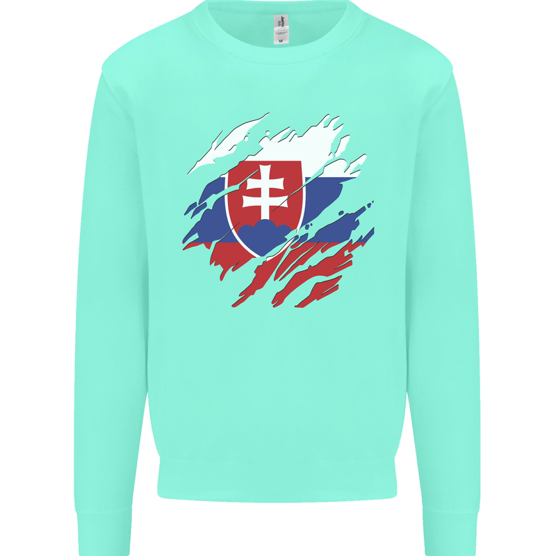 Torn Slovakia Flag Slovakia Day Football Kids Sweatshirt Jumper Peppermint