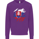Torn Slovakia Flag Slovakia Day Football Kids Sweatshirt Jumper Purple