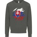 Torn Slovakia Flag Slovakia Day Football Kids Sweatshirt Jumper Storm Grey