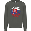 Torn Slovakia Flag Slovakia Day Football Kids Sweatshirt Jumper Storm Grey