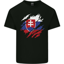 Torn Slovakia Flag Slovakia Day Football Kids T-Shirt Childrens Black