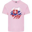 Torn Slovakia Flag Slovakia Day Football Kids T-Shirt Childrens Light Pink