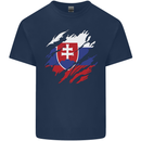 Torn Slovakia Flag Slovakia Day Football Kids T-Shirt Childrens Navy Blue