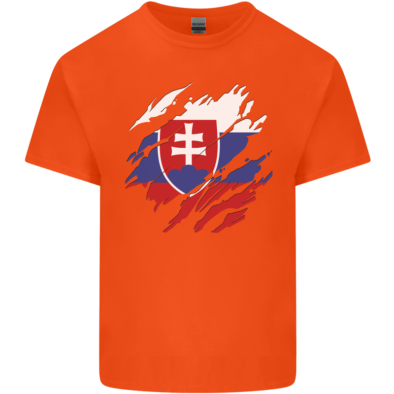 Torn Slovakia Flag Slovakia Day Football Kids T-Shirt Childrens Orange