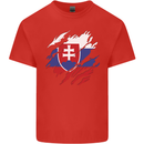 Torn Slovakia Flag Slovakia Day Football Kids T-Shirt Childrens Red