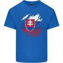 Torn Slovakia Flag Slovakia Day Football Kids T-Shirt Childrens Royal Blue