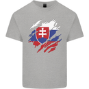 Torn Slovakia Flag Slovakia Day Football Kids T-Shirt Childrens Sports Grey