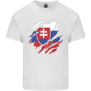 Torn Slovakia Flag Slovakia Day Football Kids T-Shirt Childrens White