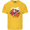 Torn Slovakia Flag Slovakia Day Football Kids T-Shirt Childrens Yellow