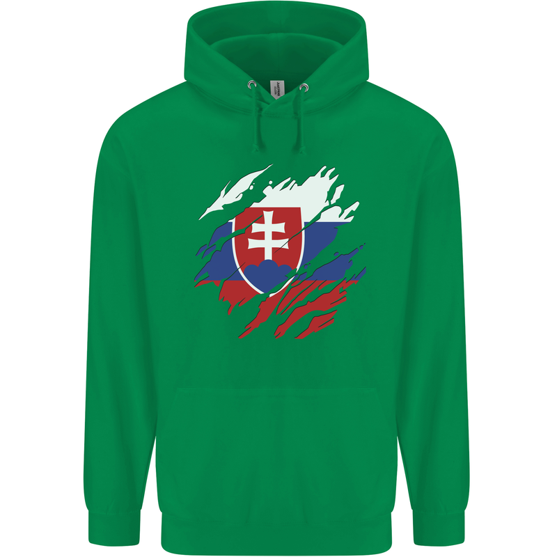 Torn Slovakia Flag Slovakia Day Football Mens 80% Cotton Hoodie Irish Green