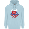 Torn Slovakia Flag Slovakia Day Football Mens 80% Cotton Hoodie Light Blue