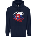 Torn Slovakia Flag Slovakia Day Football Mens 80% Cotton Hoodie Navy Blue