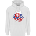 Torn Slovakia Flag Slovakia Day Football Mens 80% Cotton Hoodie White