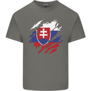 Torn Slovakia Flag Slovakia Day Football Mens Cotton T-Shirt Tee Top Charcoal