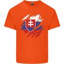 Torn Slovakia Flag Slovakia Day Football Mens Cotton T-Shirt Tee Top Orange