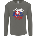 Torn Slovakia Flag Slovakia Day Football Mens Long Sleeve T-Shirt Charcoal