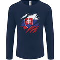 Torn Slovakia Flag Slovakia Day Football Mens Long Sleeve T-Shirt Navy Blue