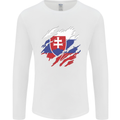 Torn Slovakia Flag Slovakia Day Football Mens Long Sleeve T-Shirt White