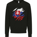 Torn Slovakia Flag Slovakia Day Football Mens Sweatshirt Jumper Black