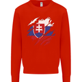Torn Slovakia Flag Slovakia Day Football Mens Sweatshirt Jumper Bright Red