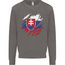Torn Slovakia Flag Slovakia Day Football Mens Sweatshirt Jumper Charcoal