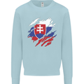 Torn Slovakia Flag Slovakia Day Football Mens Sweatshirt Jumper Light Blue