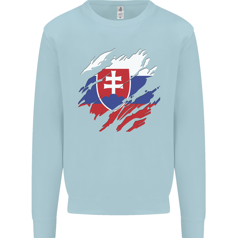 Torn Slovakia Flag Slovakia Day Football Mens Sweatshirt Jumper Light Blue