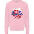 Torn Slovakia Flag Slovakia Day Football Mens Sweatshirt Jumper Light Pink